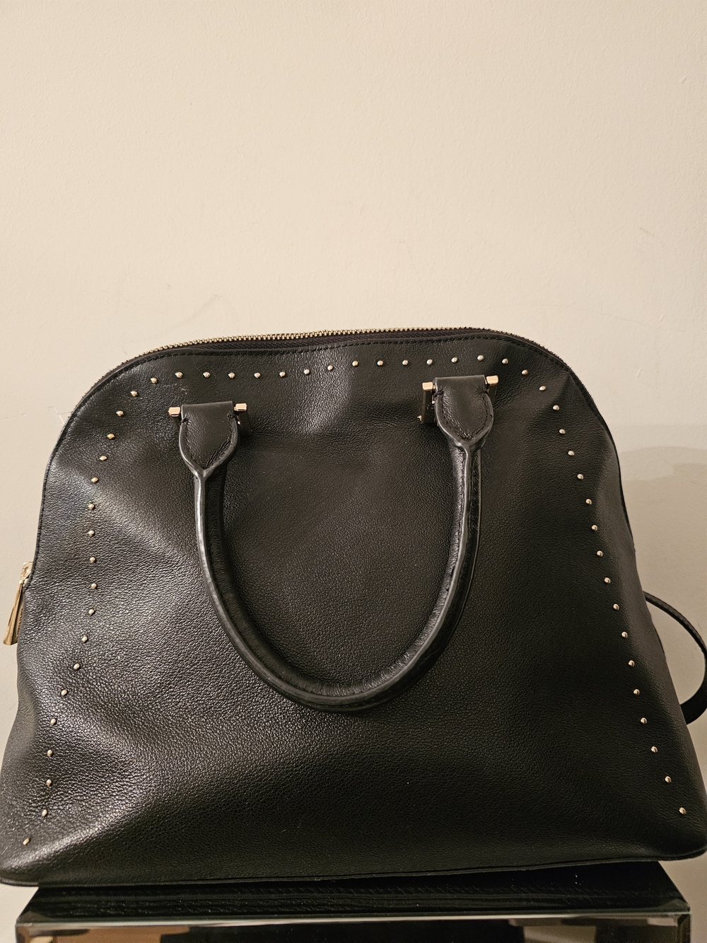 Danier Black Studded Satchel Handbag